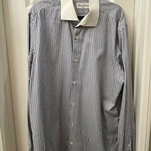 Robert Graham Black and White Dress Shirt with Pinstripes